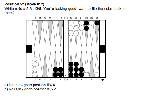 Sample position 52 from Rigged Dice, a cube decision